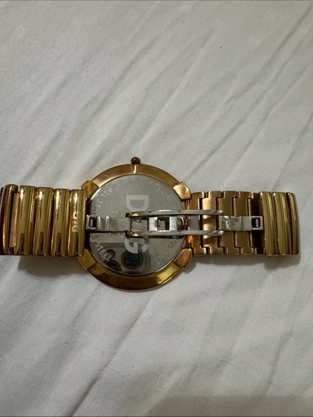 D&G Gold-Tone Round Logo Bracelet Watch